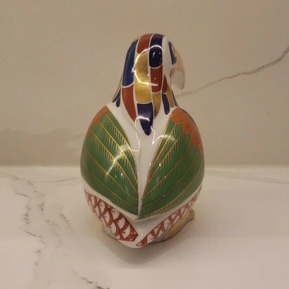 Vintage Set of 2 Unbranded Rooster and Parrot Ceramic Multi Color Gold - Picture 4 of 16